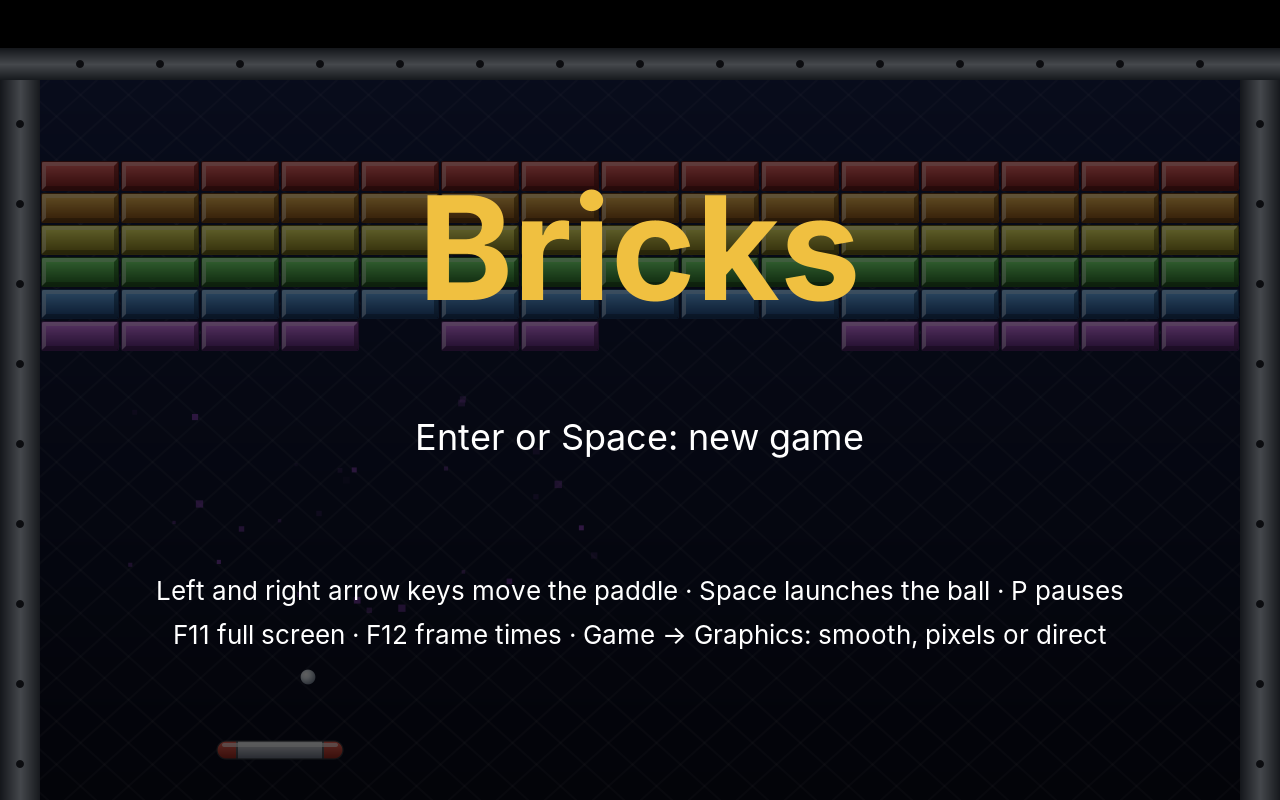 The title screen, where the computer plays
