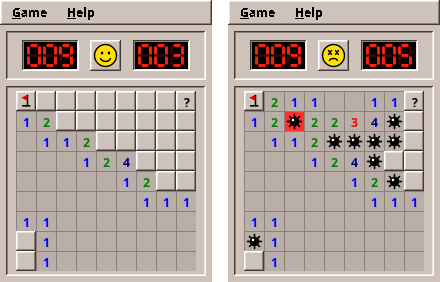 Mines while playing, and after stepping on a mine