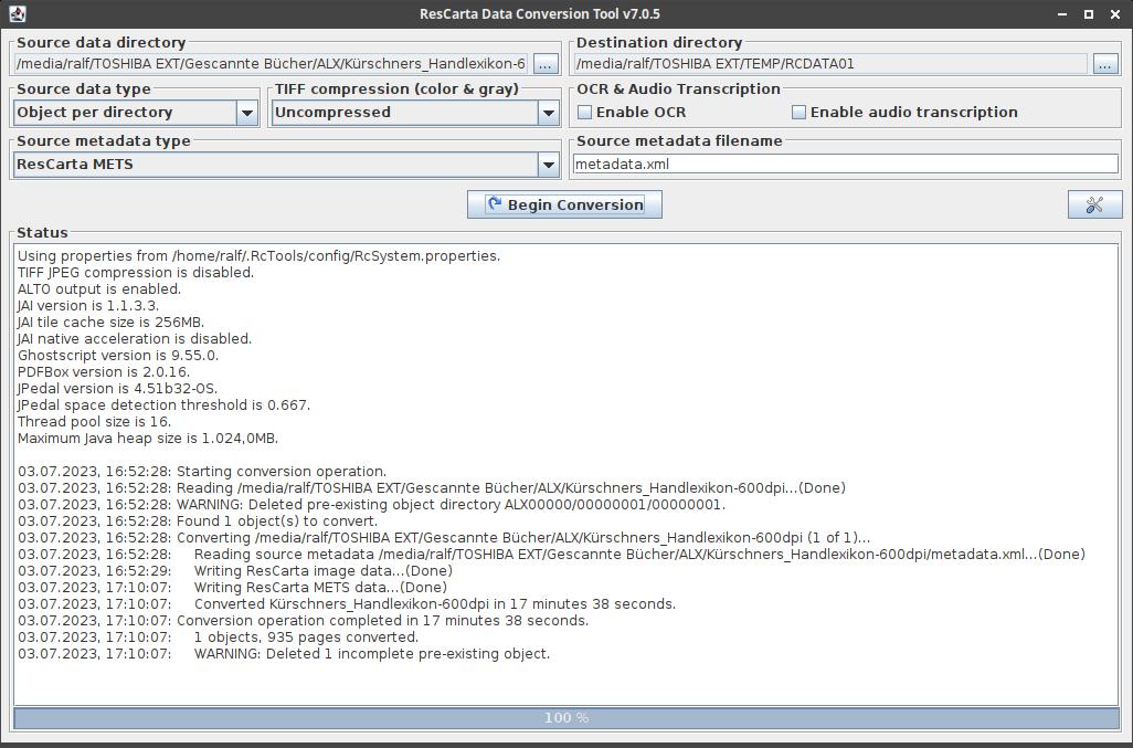 ResCarta Data Conversion Tool - conversion finished