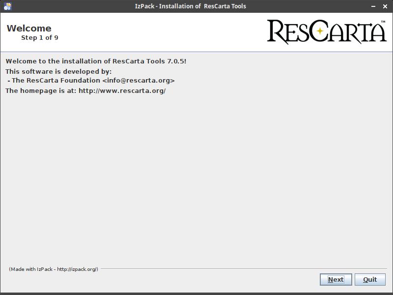 ResCarta installer step 1