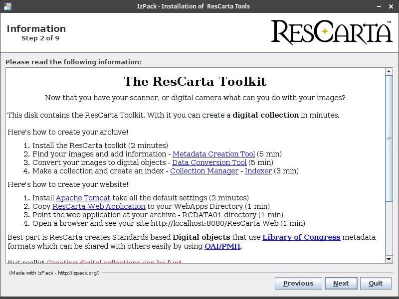 ResCarta installer step 2