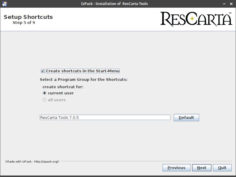 ResCarta installer step 5