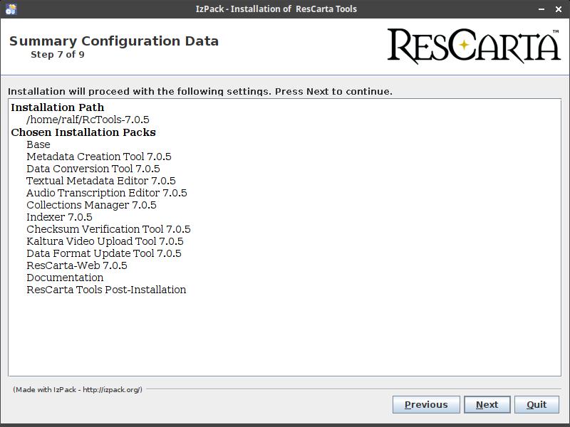 ResCarta installer step 7