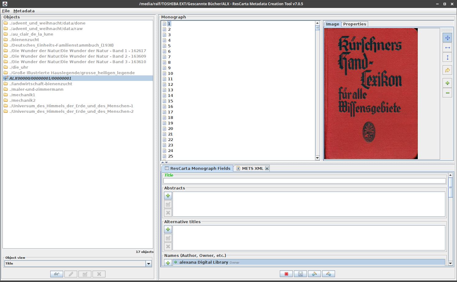 ResCarta Metadata Creation Tool - Monograph create metadata