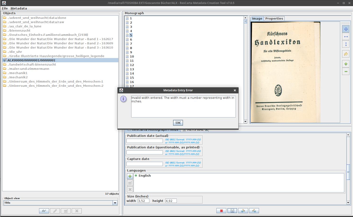 ResCarta Metadata Creation Tool - Select Aggregator and Rood Id
