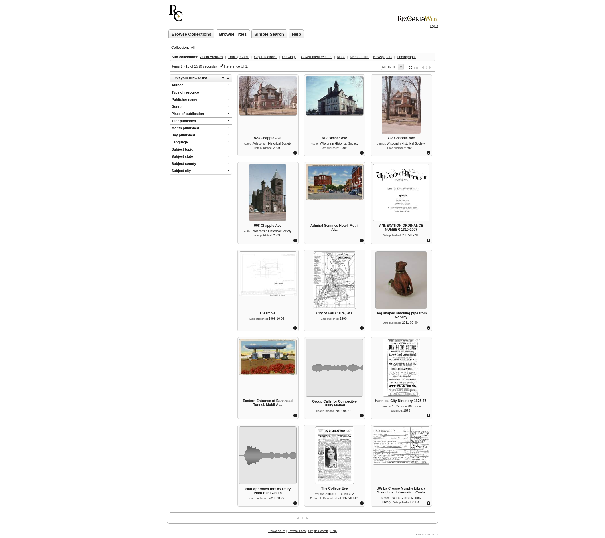 ResCarta Web - sample data